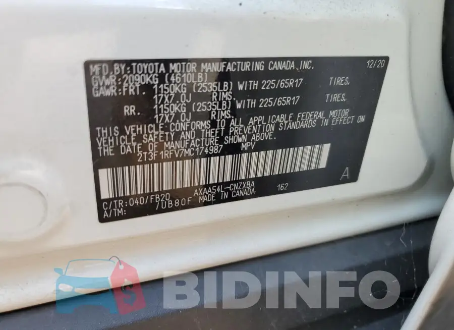 2T3F1RFV7MC174987 Photo# 13