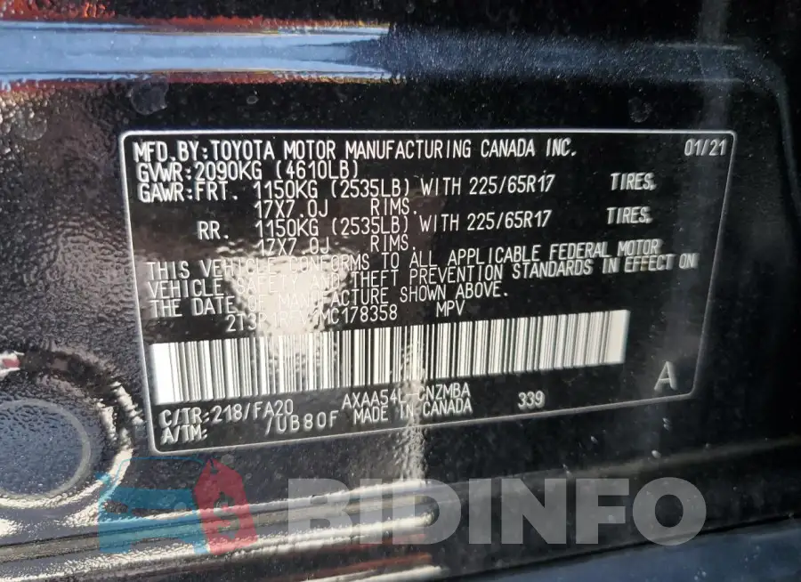 2T3P1RFV1MC178358 Photo# 13