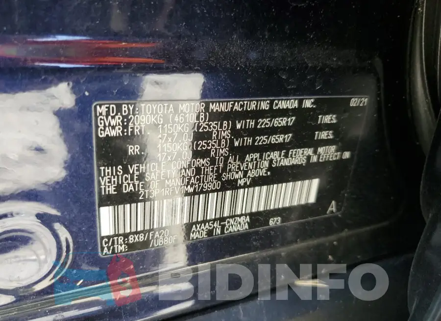 2T3P1RFV1MW179900 Photo# 13