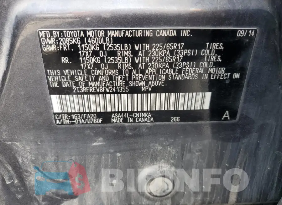 2T3RFREV8FW241355 Photo# 14