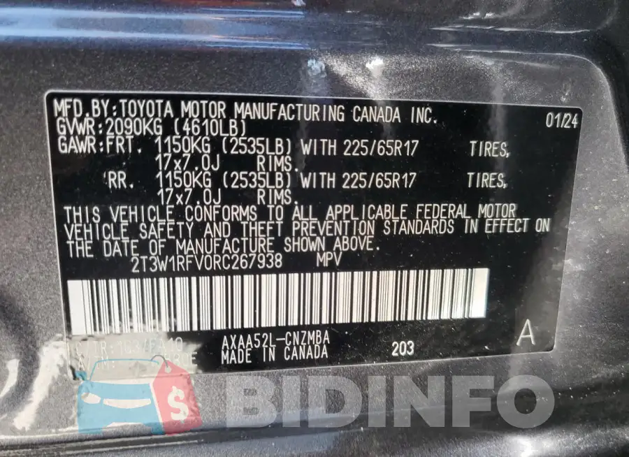 2T3W1RFV0RC267938 Photo# 14