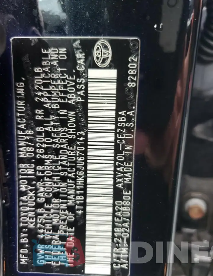 4T1B11HK6JU670143 Photo# 13