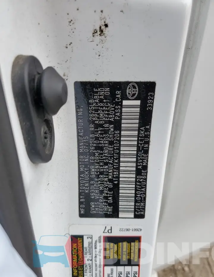 4T1BF1FK1FU107206 Photo# 12