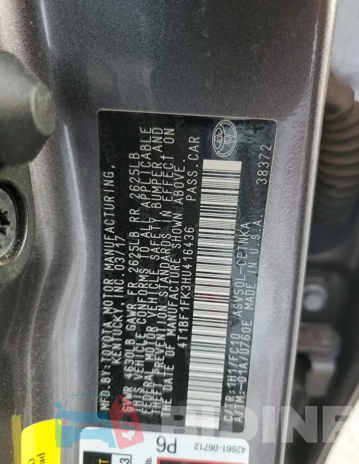 4T1BF1FK3HU416436 Photo# 13