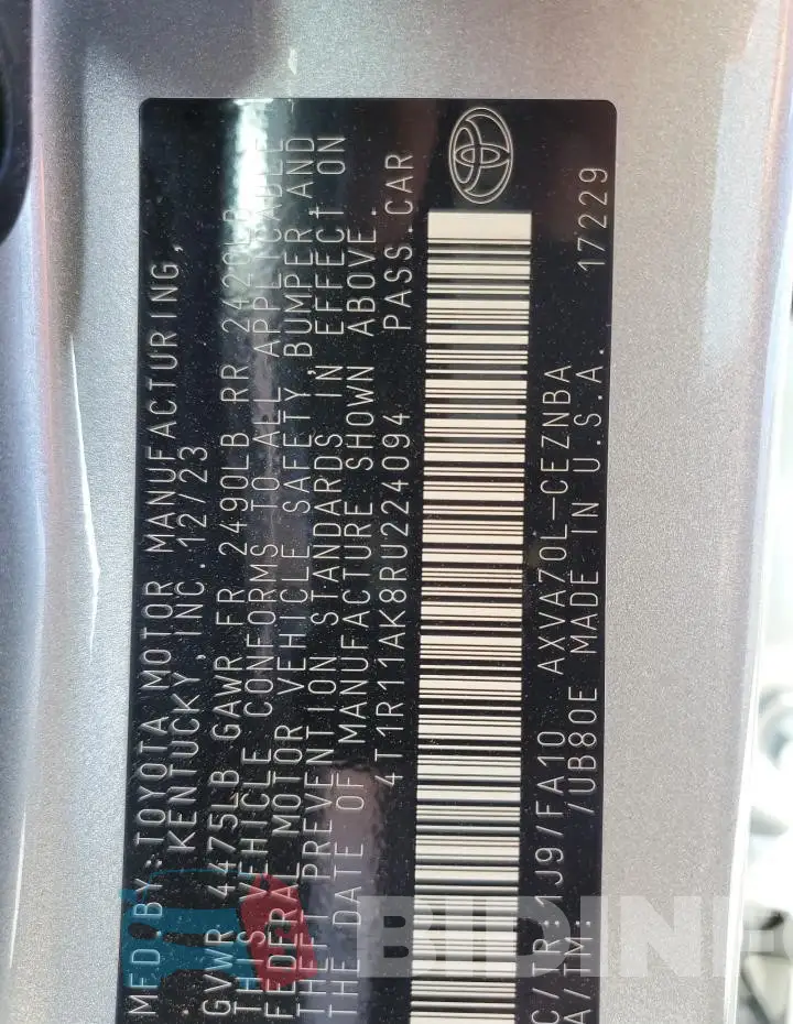 4T1R11AK8RU224094 Photo# 12