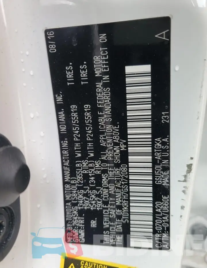 5TDYKRFH7GS172080 Photo# 14