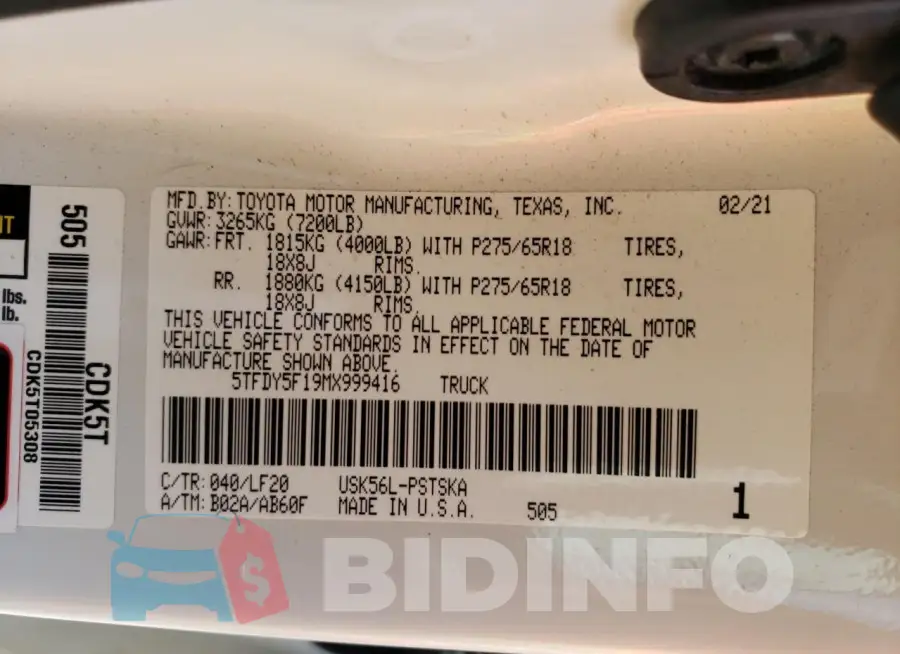 5TFDY5F19MX999416 Photo# 13