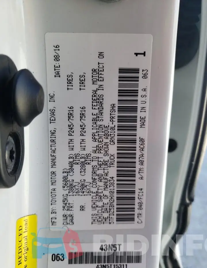 5TFDZ5BN2HX013834 Photo# 12