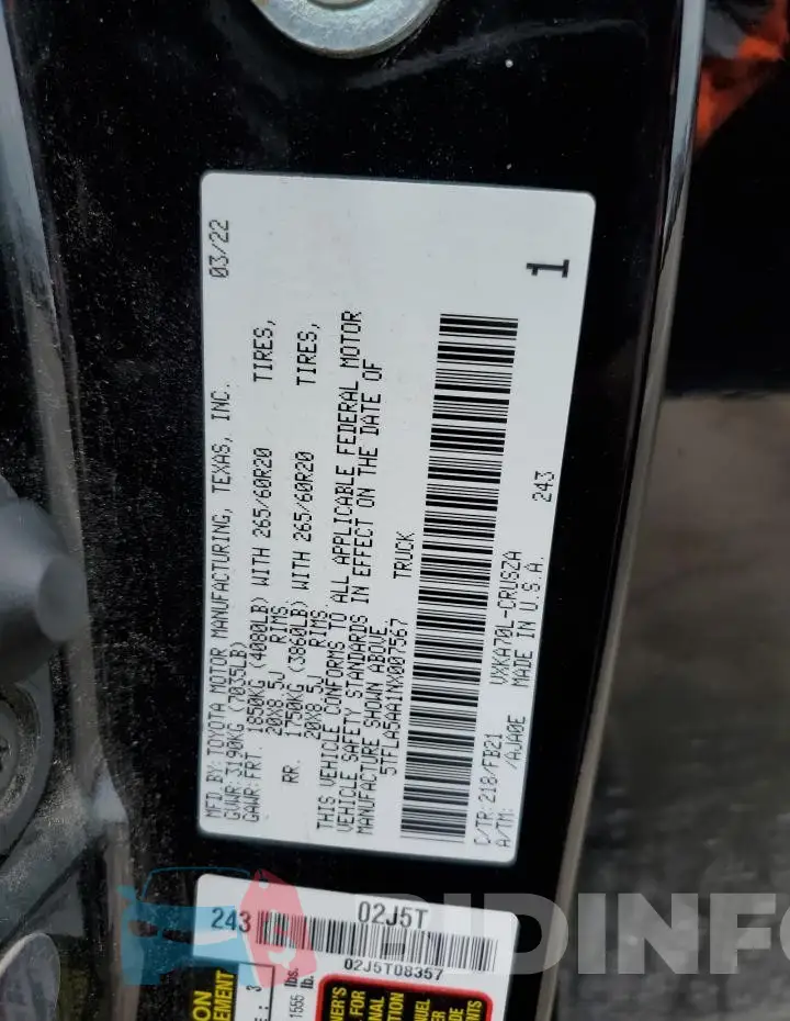 5TFLA5AA1NX007567 Photo# 12