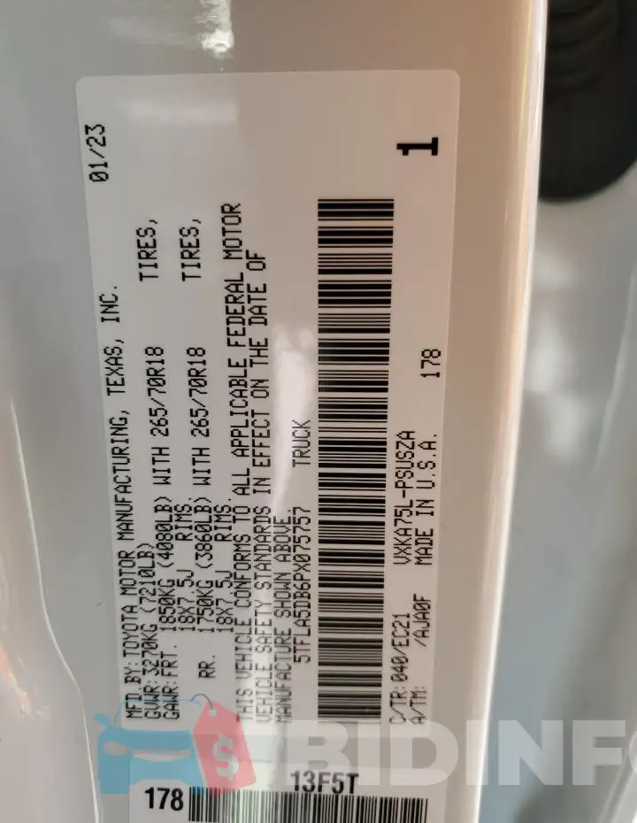 5TFLA5DB6PX075757 Photo# 12