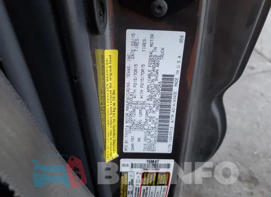 5TFTX4CN1FX057914 Photo# 12