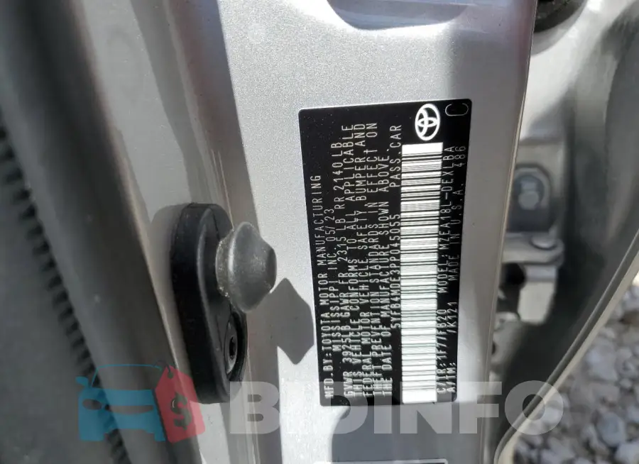 5YFB4MDE3PP045055 Photo# 12