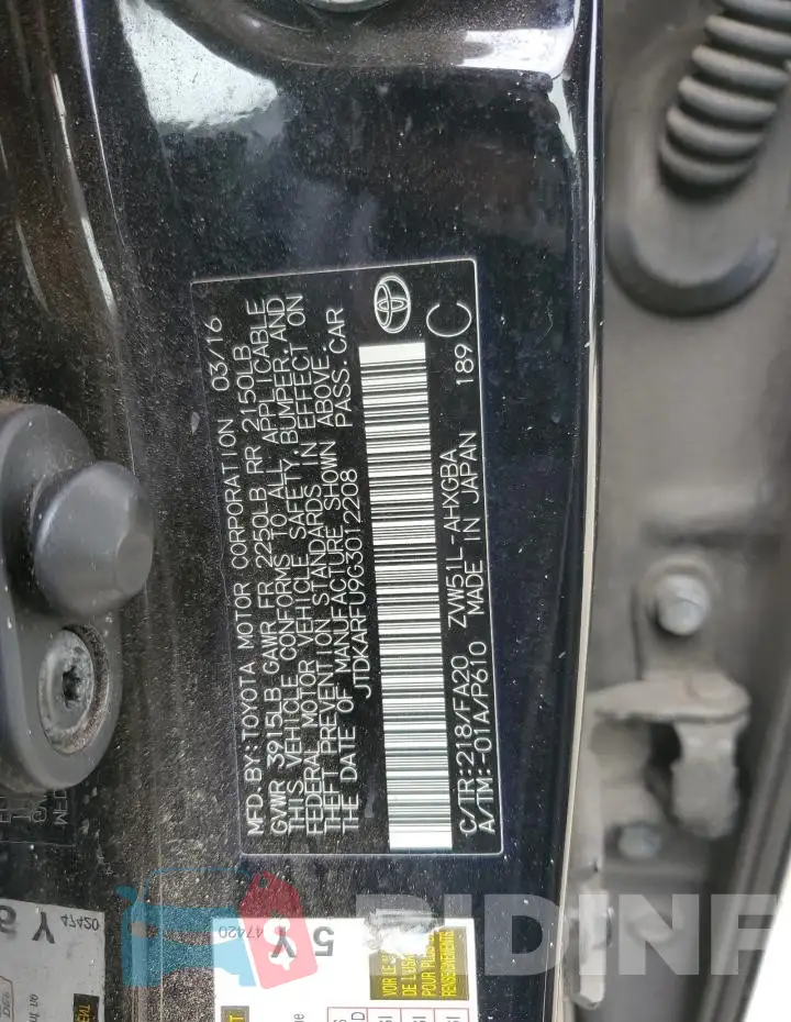 JTDKARFU9G3012208 Photo# 12