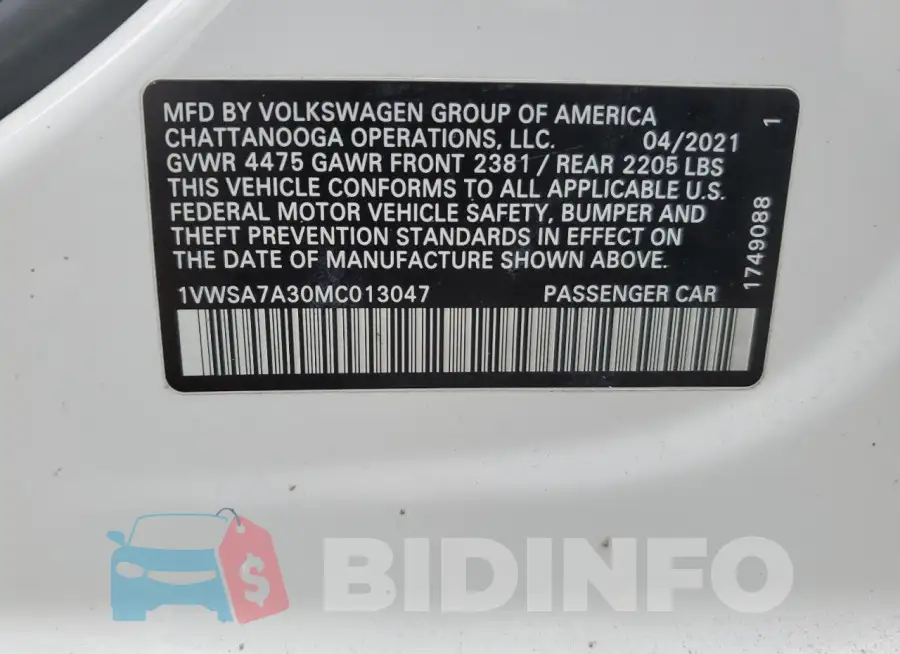 1VWSA7A30MC013047 Photo# 12