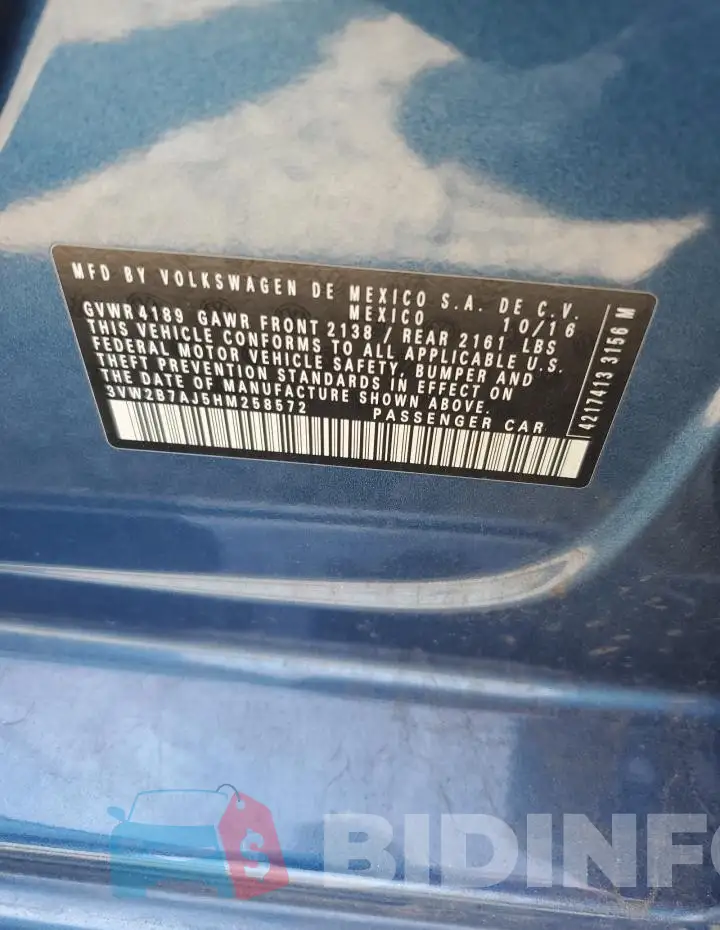 3VW2B7AJ5HM258572 Photo# 13