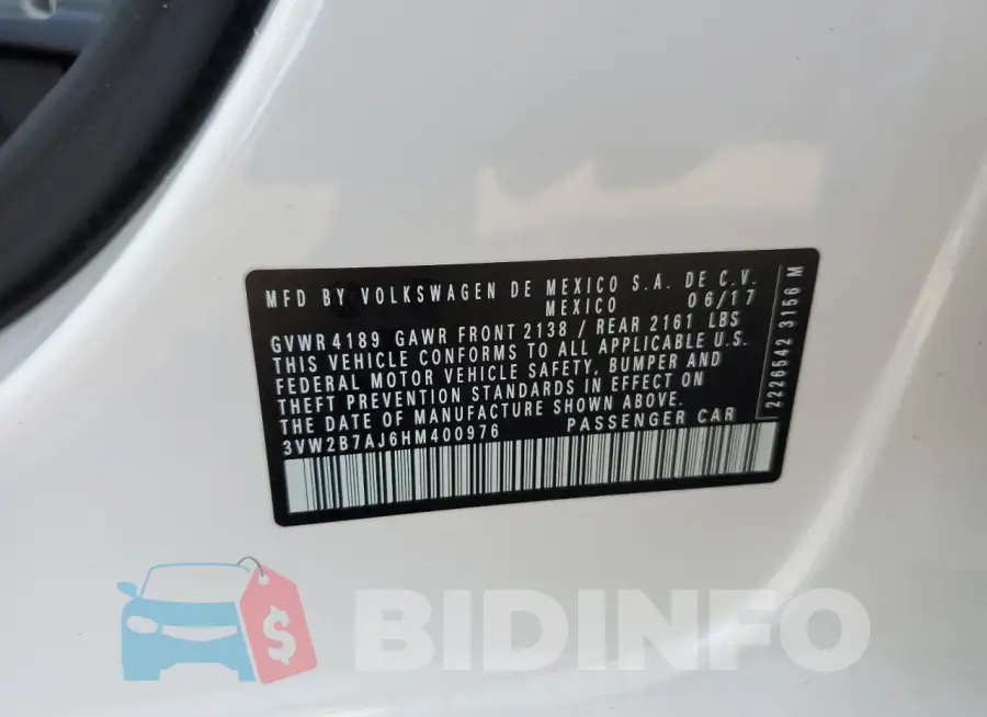 3VW2B7AJ6HM400976 Photo# 13