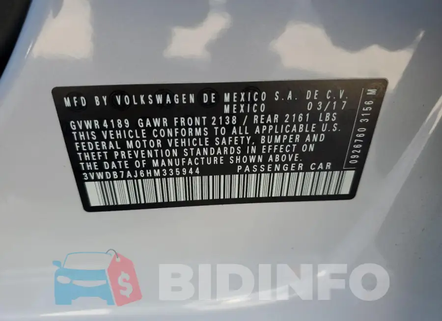 3VWDB7AJ6HM335944 Photo# 13