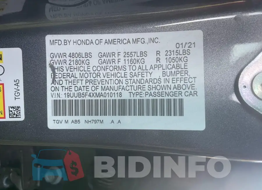19UUB5F4XMA010118 Photo# 10