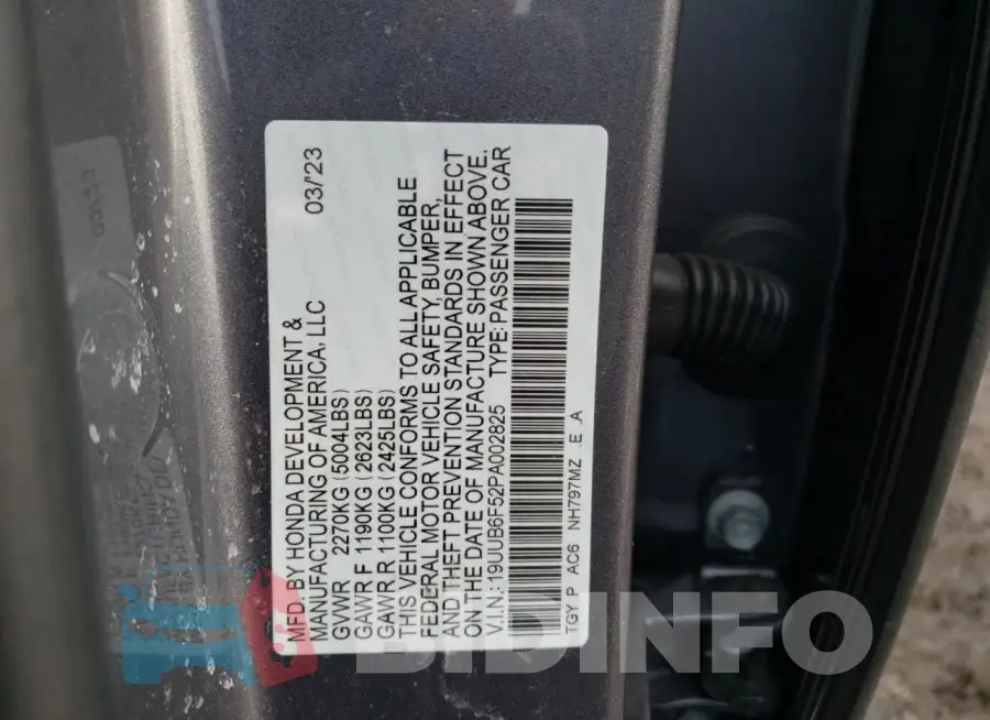 19UUB6F52PA002825 Photo# 12