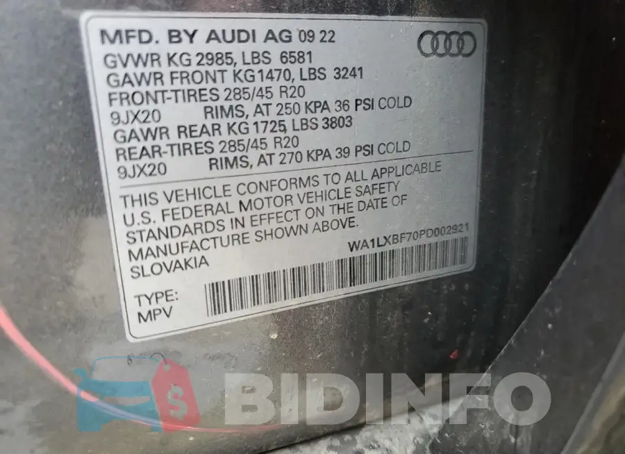 WA1LXBF70PD002921 Photo# 14