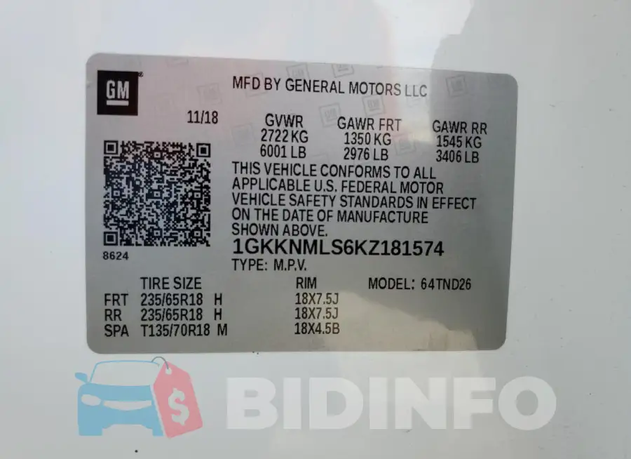 1GKKNMLS6KZ181574 Photo# 13