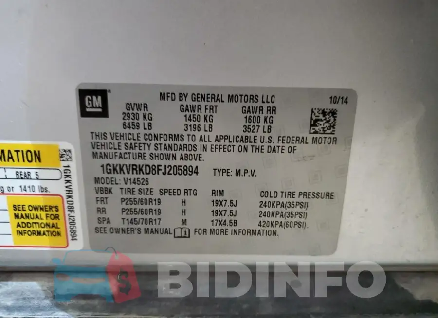 1GKKVRKD8FJ205894 Photo# 13