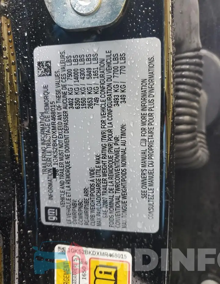 1GKS2BKDXMR468015 Photo# 12
