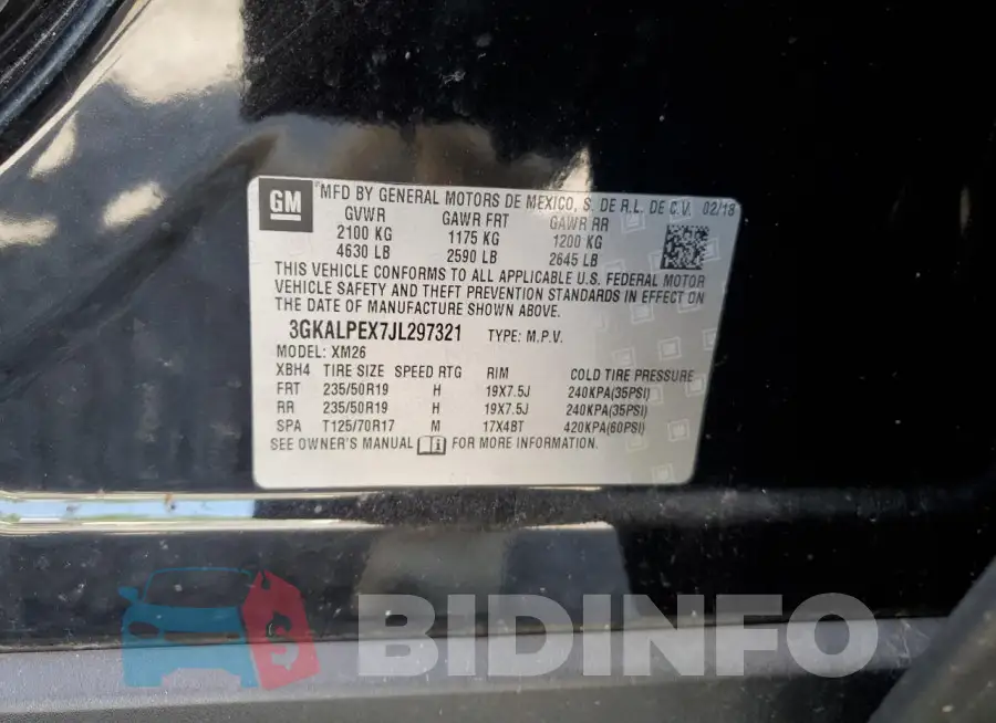 3GKALPEX7JL297321 Photo# 13