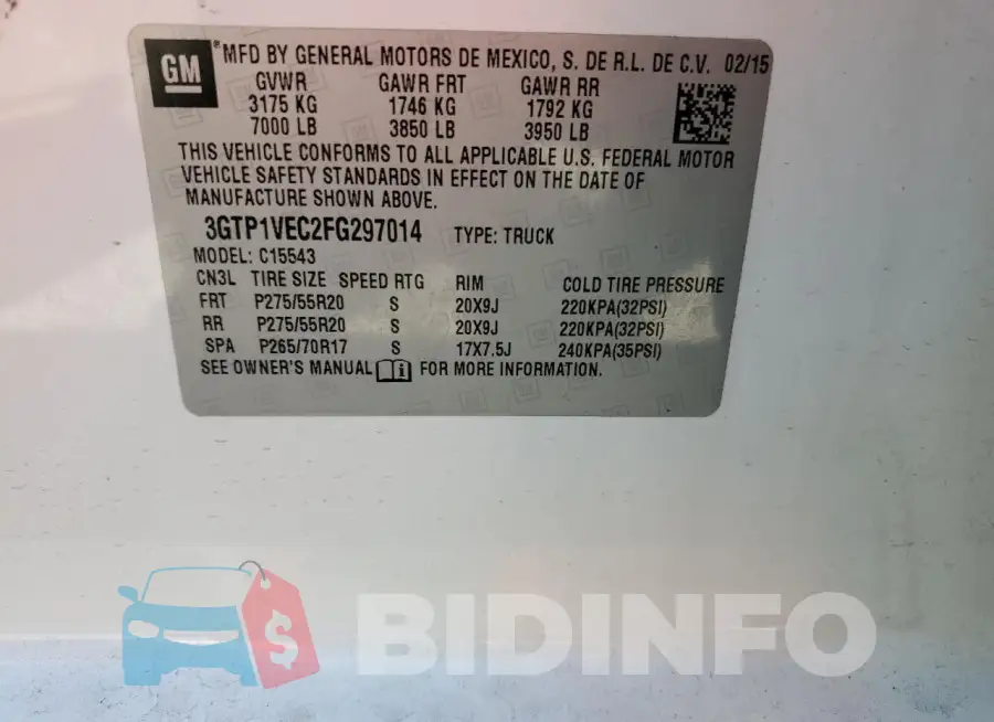 3GTP1VEC2FG297014 Photo# 12