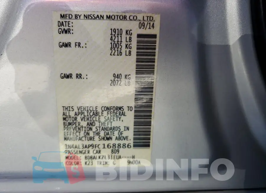 1N4AL3AP9FC168886 Photo# 12