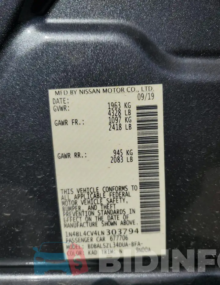 1N4BL4CV4LN303794 Photo# 12