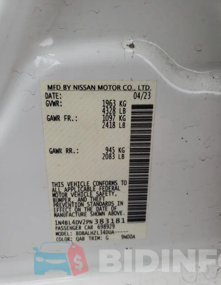 1N4BL4DV2PN383181 Photo# 13