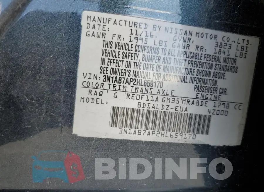 3N1AB7AP2HL659170 Photo# 12