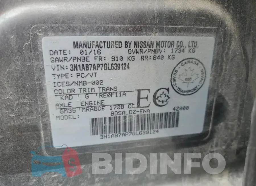 3N1AB7AP7GL639124 Photo# 13