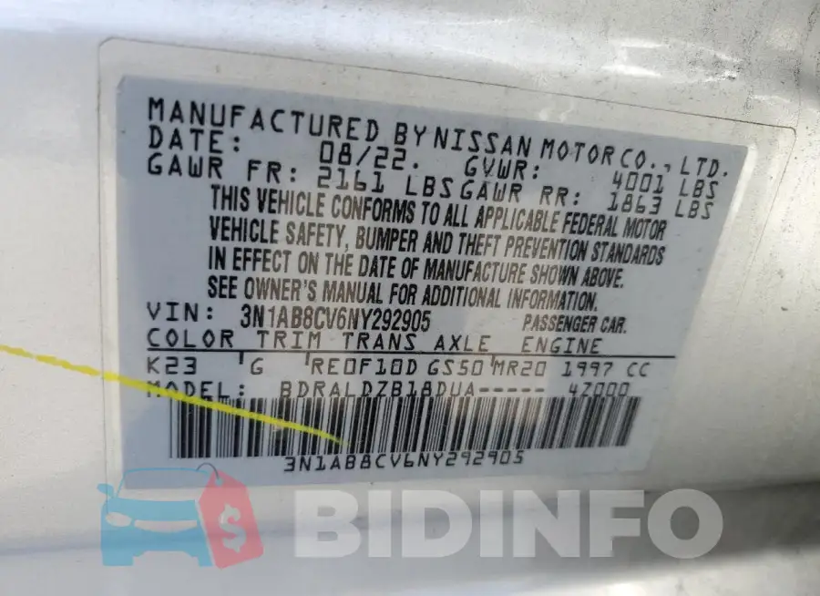 3N1AB8CV6NY292905 Photo# 12