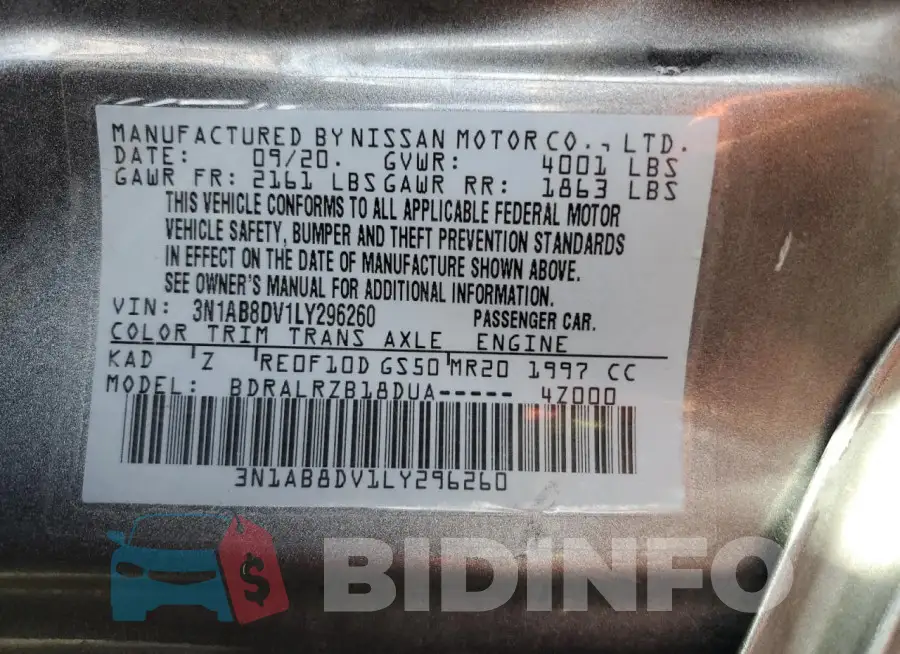 3N1AB8DV1LY296260 Photo# 12