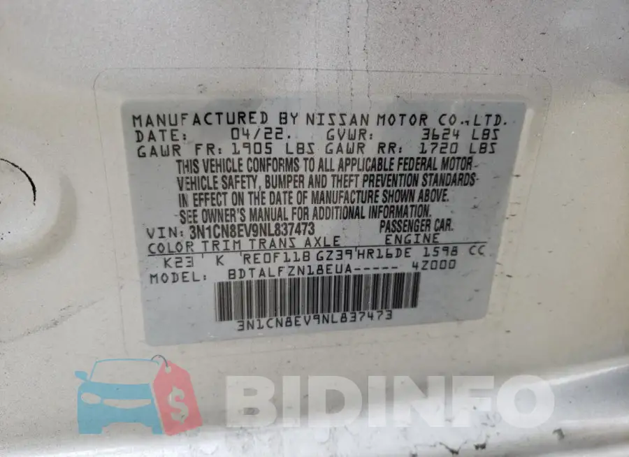 3N1CN8EV9NL837473 Photo# 12