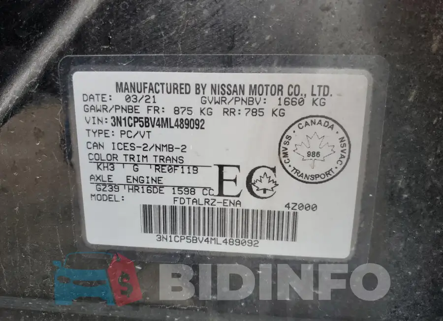 3N1CP5BV4ML489092 Photo# 13