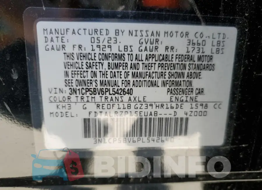 3N1CP5BV6PL542640 Photo# 9