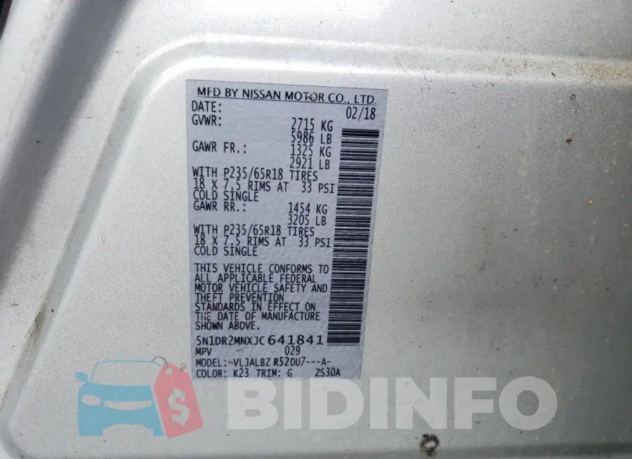 5N1DR2MNXJC641841 Photo# 13