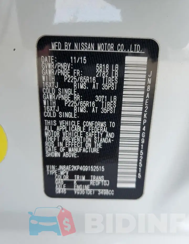 JN8AE2KP4G9152515 Photo# 14