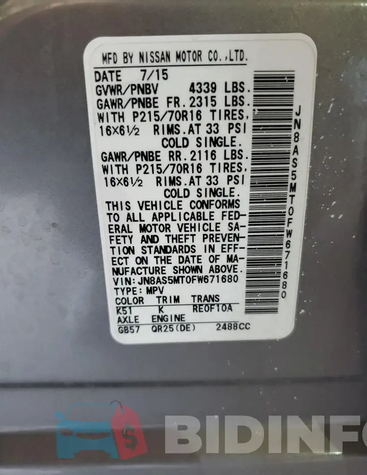 JN8AS5MT0FW671680 Photo# 12
