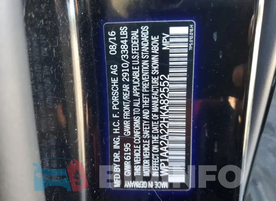 WP1AA2A22HKA82552 Photo# 13