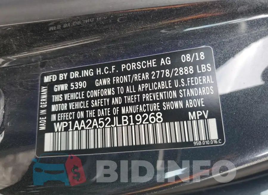 WP1AA2A52JLB19268 Photo# 13