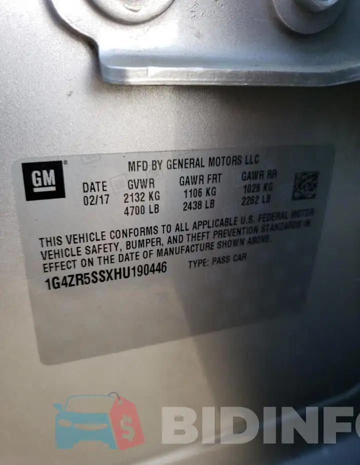 1G4ZR5SSXHU190446 Photo# 12