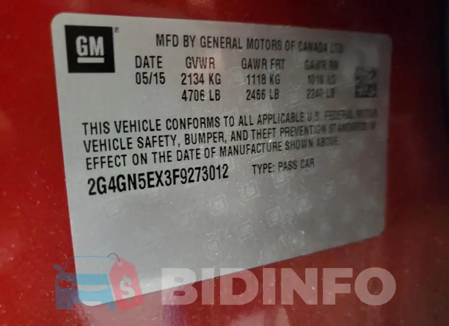 2G4GN5EX3F9273012 Photo# 12