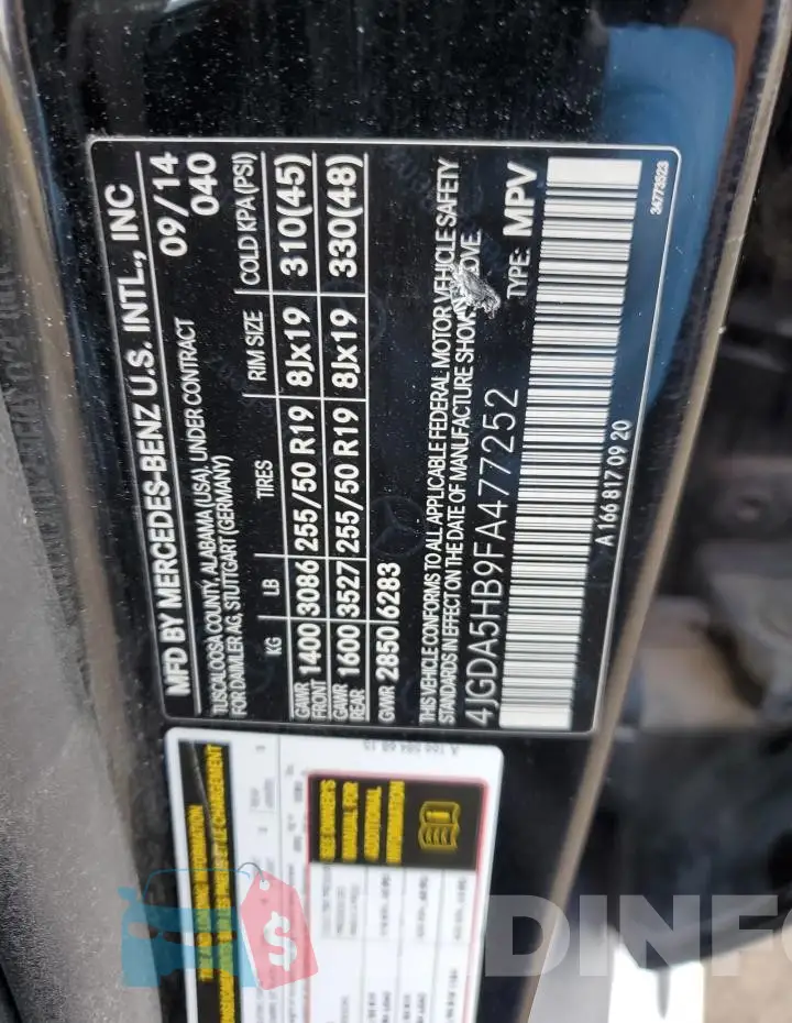 4JGDA5HB9FA477252 Photo# 13
