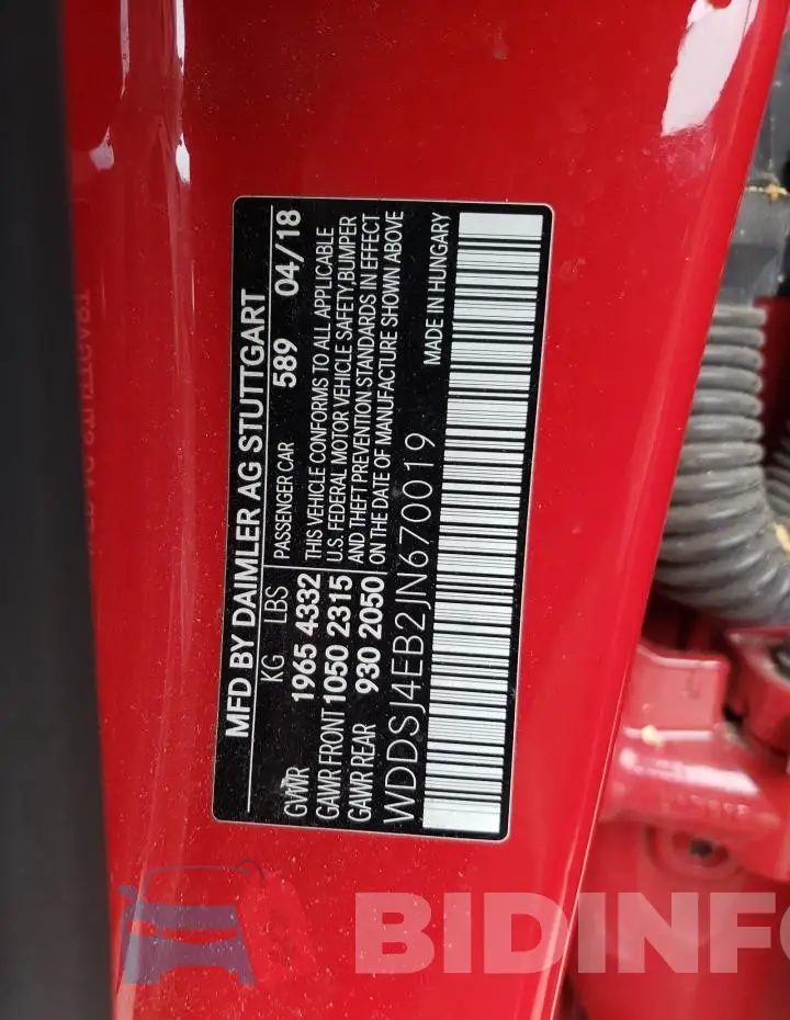 WDDSJ4EB2JN670019 Photo# 12