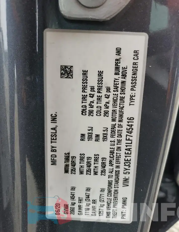 5YJ3E1EA1LF745416 Photo# 13
