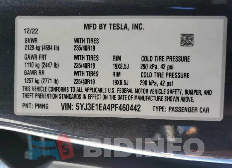 5YJ3E1EA4PF460442 Photo# 12